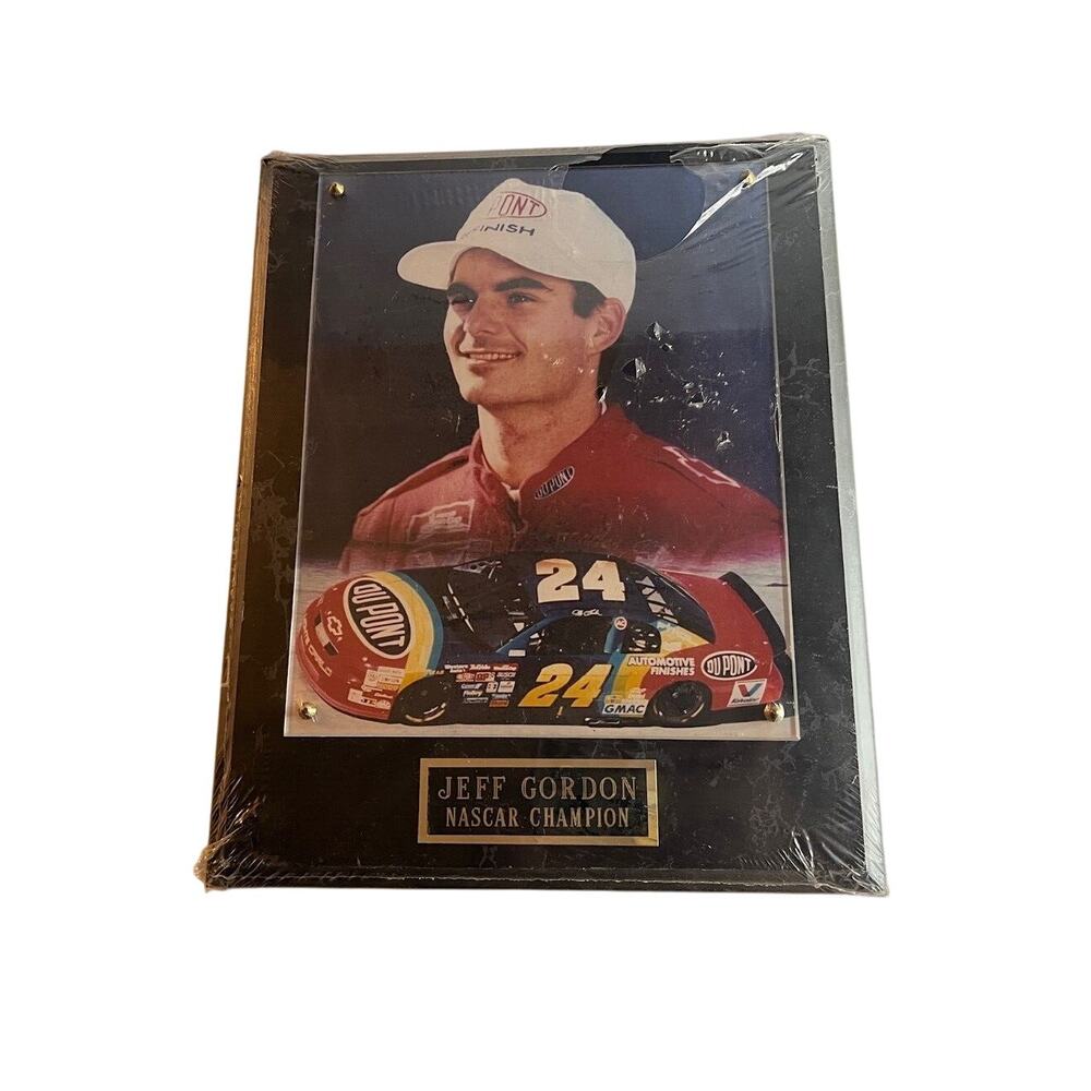 Jeff Gordon NASCAR Champion Plaque 24 DuPont Chevrolet Sealed Black Marble Style